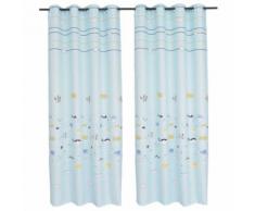 vidaXL Rideau occultant imprimé pour enfants 2 pcs 140 x 240 cm Bleu