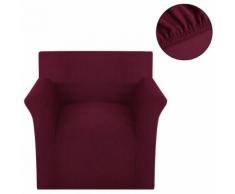 vidaXL housse de canapé tissu tricoté en polyester extensible bordeau