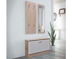 vidaXL Vestiaire d'entrée 3 éléments en bois Blanc et aspect chêne