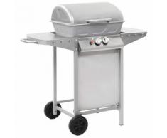 vidaXL Barbecue à gaz avec 2 zones de cuisson Acier Argenté