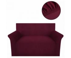 vidaXL housse de canapé tissu tricoté en polyester extensible bordeau