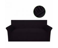vidaXL Housse de canapé Brun Polyester tricotée en côté