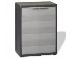vidaXL Armoire de rangement de jardin avec 1 étagère Noir et gris