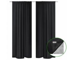 vidaXL Rideau occultant 2 pcs Double couche 140 x 175 cm Noir