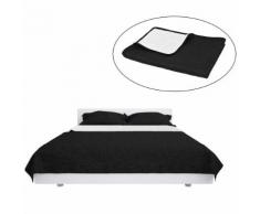 vidaXL Couvre-lit à double face matelassé 230 x 260 cm Noir et blanc