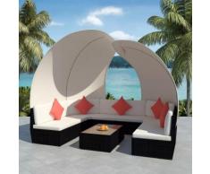 vidaXL Mobilier de jardin 34 pcs avec auvent Noir Résine tressée