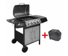 vidaXL Barbecue à gaz 4 + 1 zone de cuisson Noir et argenté