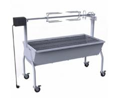 vidaXL Barbecue charbon de bois 4 roues tournebroche électrique