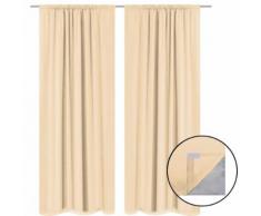 vidaXL Rideau occultant 2 pcs Double couche 140 x 245 cm Beige