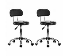vidaXL Tabouret de salon spa pivotant 2 pcs Simili-cuir Noir
