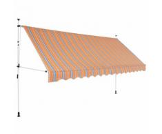 vidaXL Auvent rétractable manuel 350 cm Rayures jaunes et bleues
