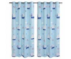 vidaXL Rideau occultant imprimé pour enfants 2 pcs 140 x 240 cm Bleu