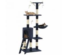 vidaXL Arbre à chat avec griffoirs en sisal 138 cm Bleu foncé