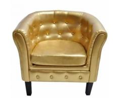 vidaXL Fauteuil cabriolet Cuir synthétique Doré