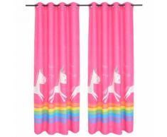 vidaXL Rideau occultant imprimé pour enfants 2 pcs 140 x 240 cm Rose