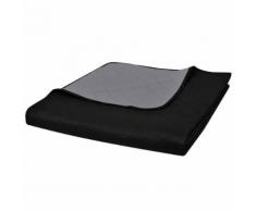 vidaXL Couvre-lits à double côtés Noir/Gris 230 x 260 cm