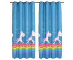 vidaXL Rideau occultant imprimé pour enfants 2 pcs 140 x 240 cm Bleu