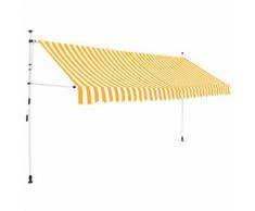 vidaXL Auvent rétractable manuel 350 cm Rayures jaunes et blanches