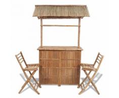 vidaXL Comptoir de bar 3 pcs Bambou