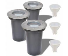 vidaXL Lampe LED encastrable au sol d'extérieur 3 pièces Rond