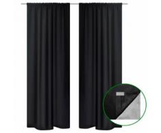 vidaXL Rideau occultant 2 pcs à double couche 140 x 245 cm Noir