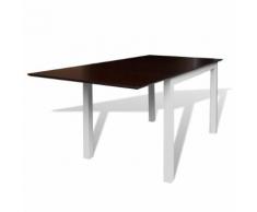 vidaXL Table de salle à manger Bois d'hévéa Marron et blanc 150 cm