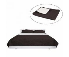 vidaXL Couvre-lit à double face matelassé 170 x 210 cm Crème et marron