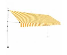 vidaXL Auvent rétractable manuel 400 cm Rayures jaunes et blanches