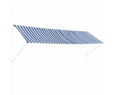 vidaXL Auvent rétractable 400x150 cm Bleu et blanc