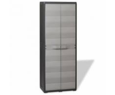 vidaXL Armoire de rangement de jardin avec 3 étagères Noir et gris