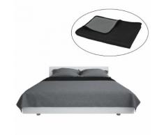 vidaXL Couvre-lit à double face matelassé 230 x 260 cm Gris et noir
