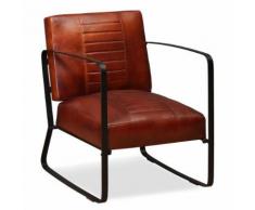 vidaXL Fauteuil de salon en cuir véritable Marron