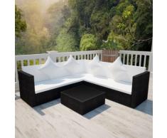 vidaXL Ensemble de mobilier de jardin 17 pcs Résine tressée Noir