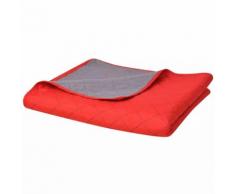 vidaXL Couvre-lit double face matelassé Rouge et gris 220 x 240 cm