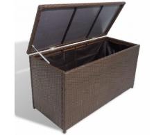 vidaXL Coffre de stockage de jardin Rotin synthétique Marron