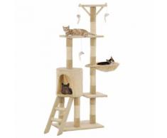 vidaXL Arbre à chat avec griffoirs en sisal 138 cm Beige