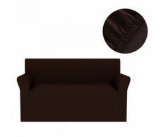 vidaXL Housse de canapé extensible Larges rayures Marron