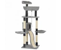 vidaXL Arbre à chat avec griffoirs en sisal Gris 145 cm