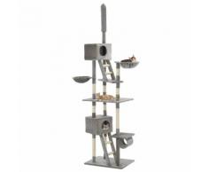 vidaXL Arbre à chat avec griffoirs en sisal 230-260 cm Gris