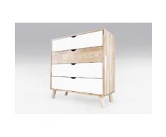 Commode Viking scandinave bois naturel et blanc Vernis naturel/Blanc