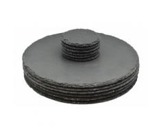 Vaisselle Argon ronde en ardoise naturelle : 6 sous-verres et 6 napperon