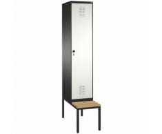 Vestiaire EVOLO, avec banc 1 compartiment, largeur compartiment 400 mm ,CP