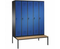 Vestiaire EVOLO, avec banc 5 compartiments, largeur compartiments 300 mm ,CP