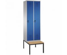 Vestiaire EVOLO, avec banc 2 compartiments, largeur compartiments 300 mm ,CP
