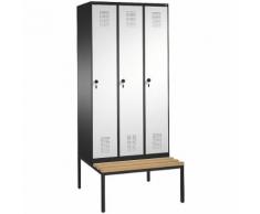 Vestiaire EVOLO, avec banc 3 compartiments, largeur compartiments 300 mm ,CP