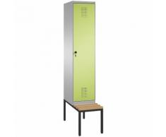 Vestiaire EVOLO, avec banc 1 compartiment, largeur compartiment 400 mm ,CP