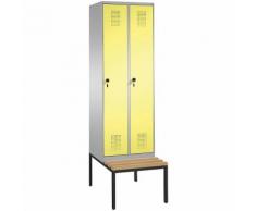 Vestiaire EVOLO, avec banc 2 compartiments, largeur compartiments 300 mm ,CP
