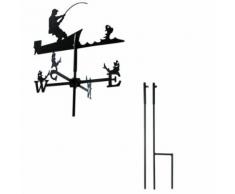 "Girouette Pêcheur petit modèle + Mât à planter"