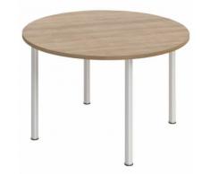 table réunion duetto 4 pieds diamètre 120 cm chêne moyen/blc,