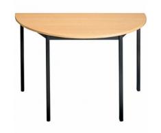table de réunion en demi-cercle - manutan - plateau hêtre / pieds noirs,